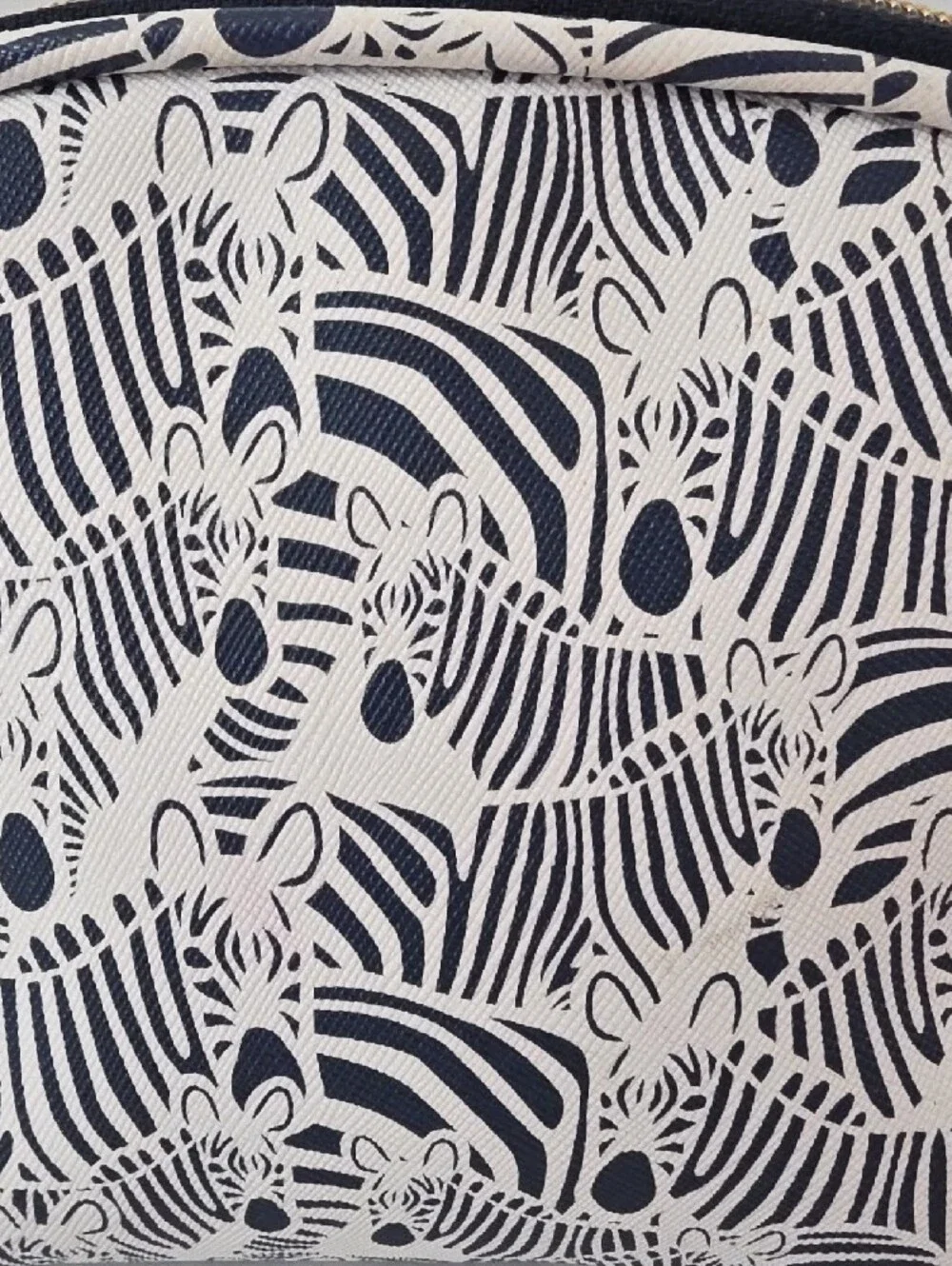Dabney Lee | Women's Navy & White Zebra Pattern Accessories Cosmetic Pouch Bag